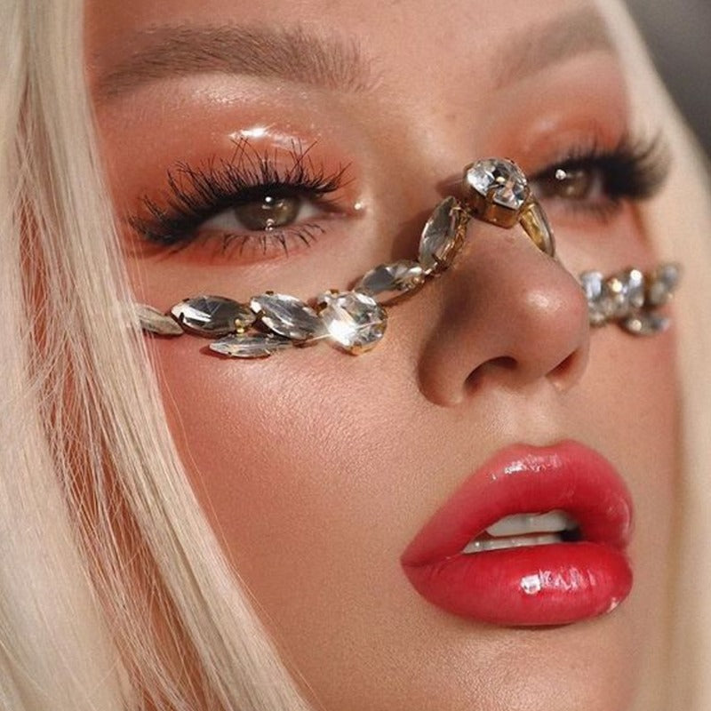 Diamond Eye Chain, Silver Waterdrop Shape Rhinestone Face Chain