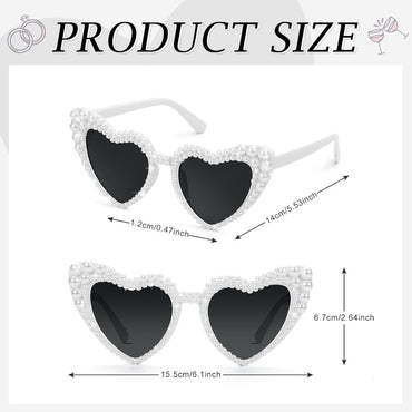 White Vintage Pearl Heart Glasses for Bachelorette Party Favors