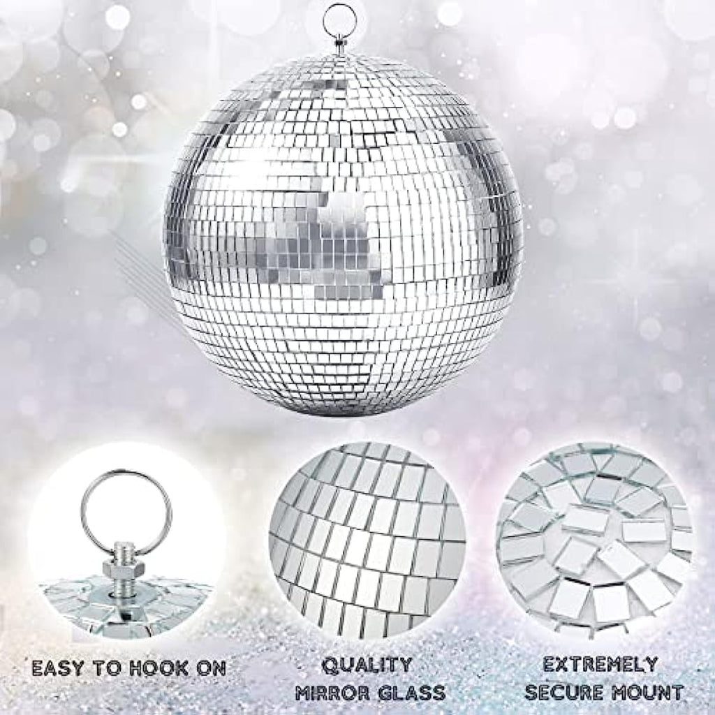 2 Pack 12 Inches Disco Light Mirror Ball Stylish Mirror Ball for Club Stage Event Festivals Party Decor