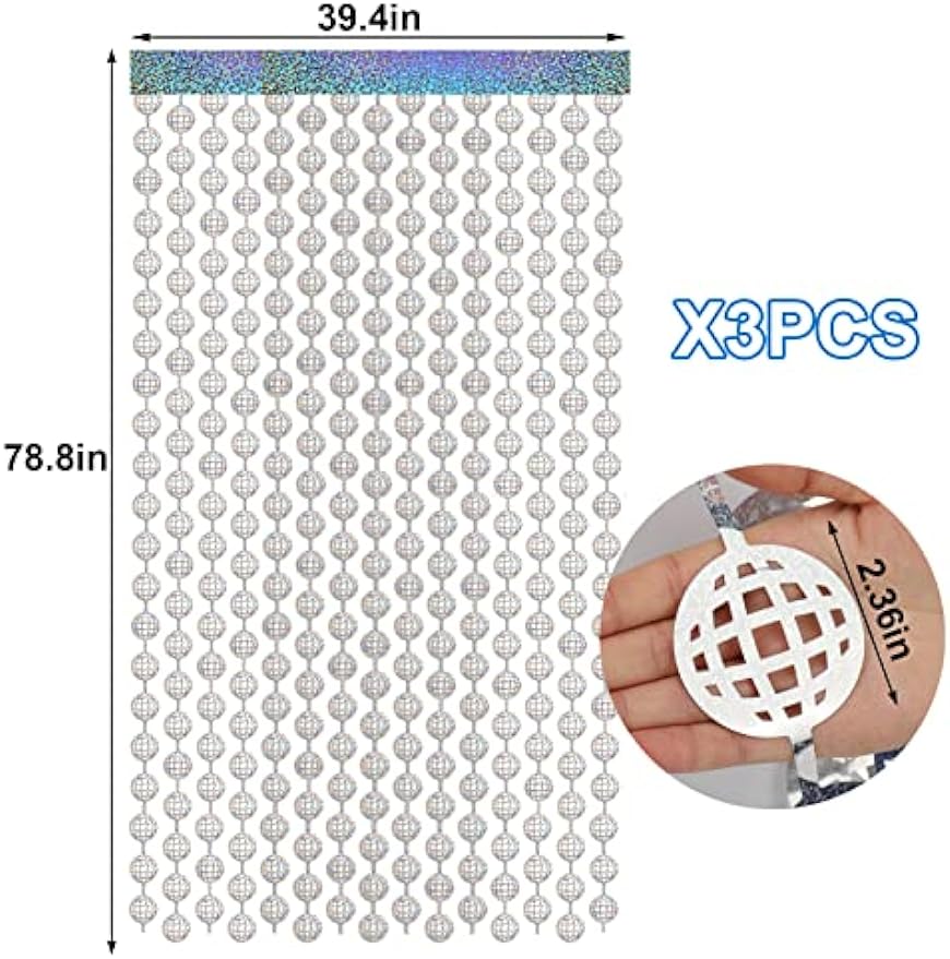 2 Packs Glittery Disco Ball Foil Curtain Backdrops