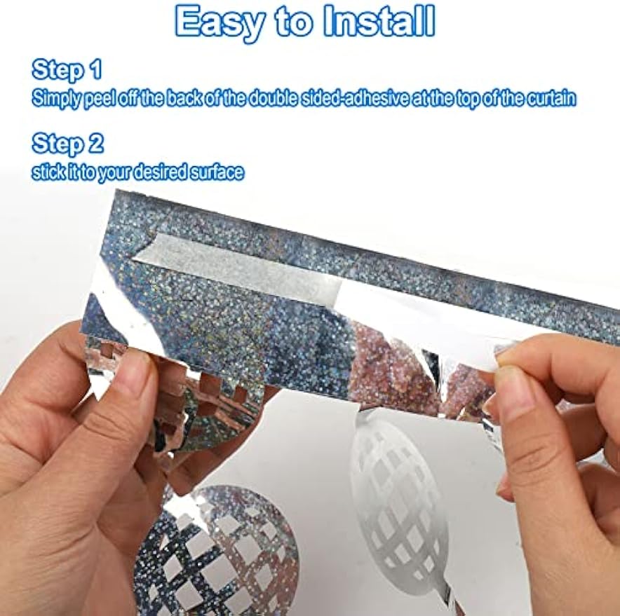 2 Packs Glittery Disco Ball Foil Curtain Backdrops