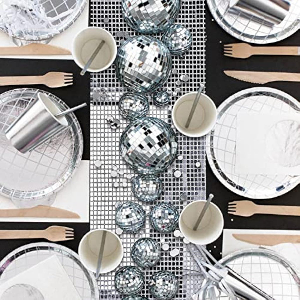 12 x 108 Inches Disco Party Table Runner Mirror Silver Foil Table Runner