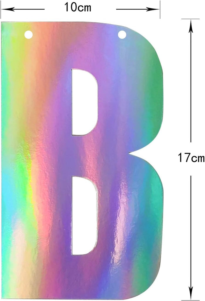 Holographic Happy Birthday Glossy Colorful Rainbow Banner Sign
