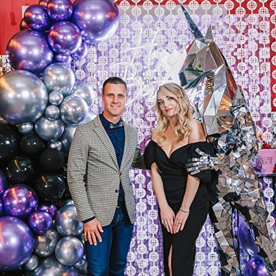 2 Packs Glittery Disco Ball Foil Curtain Backdrops