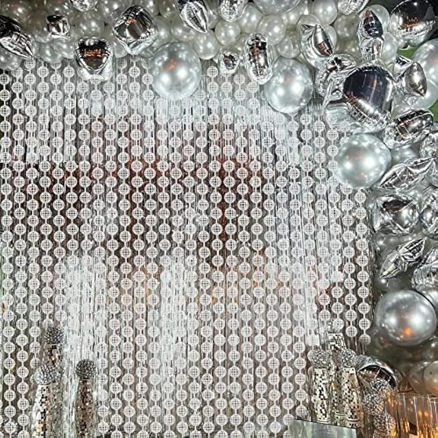 2 Packs Glittery Disco Ball Foil Curtain Backdrops