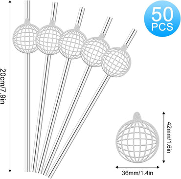 50 PCS Disco Decorative Straws 70s Disco Paper Straws