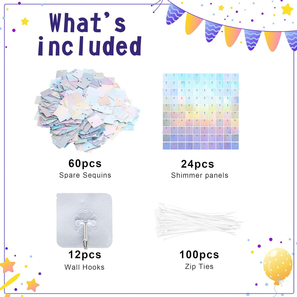 Laser Sequin Shimmer Wall Backdrop, Square Sequin