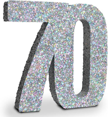 Silver Glittery Number Decoration, 1pc, Birthday/Anniversary, Unisex, Senior, Table Topper, 20*20*3cm