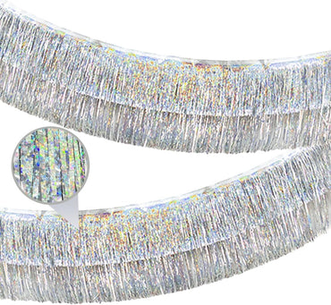 2 Pack Glitter Silver Foil Fringe Garland-4 Layers Thick