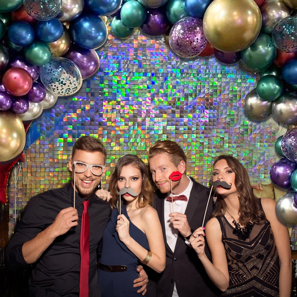 2 Packs Glittery Silver Foil Finge Curtain