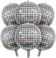6 PCS Disco Holographic Balloons Silver Disco Mylar Foil Balloons 22"