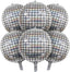 6 PCS Disco Holographic Balloons Silver Disco Mylar Foil Balloons 22"