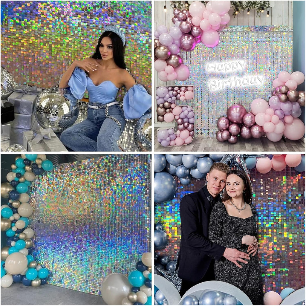 2 Packs Glittery Silver Foil Finge Curtain