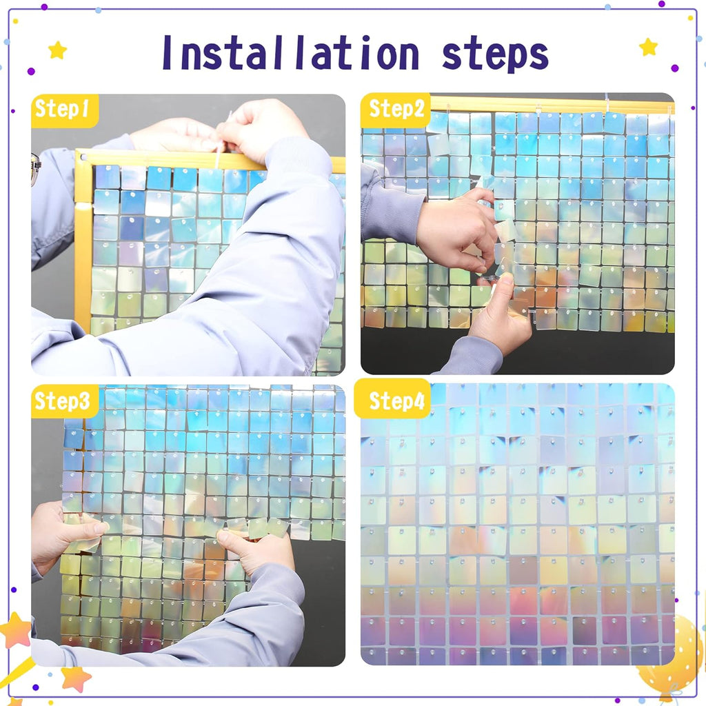 Laser Sequin Shimmer Wall Backdrop, Square Sequin