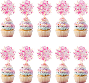Sparkle Firework Cupcake Toppers, 10 Pcs-Pink