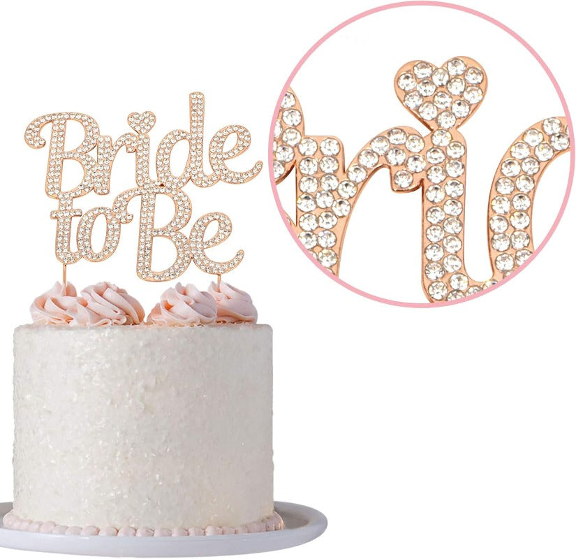 Bride to Be Cake Topper - Premium Rose Gold Metal Sparkly