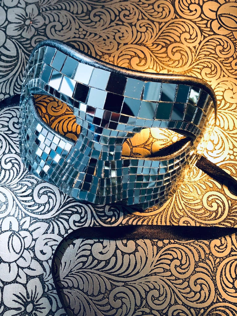 Silver Masquerade Disco Mirror Mask