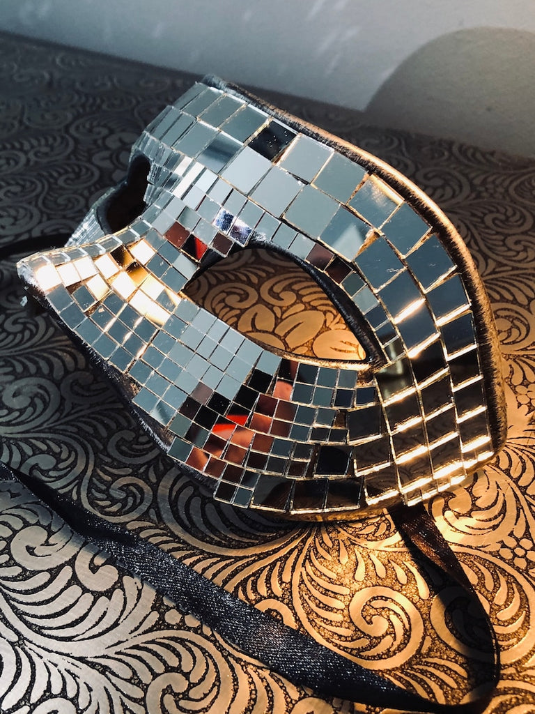 Silver Masquerade Disco Mirror Mask