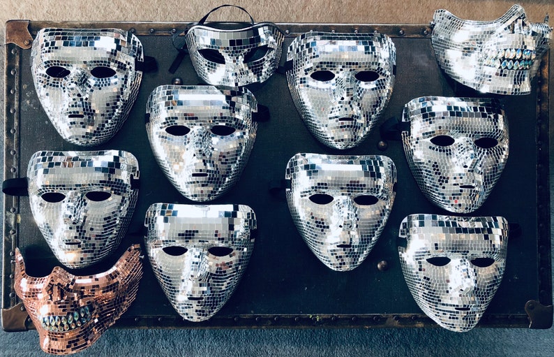 Masquerade Festival Disco Ball Whole Face Mask-Silver