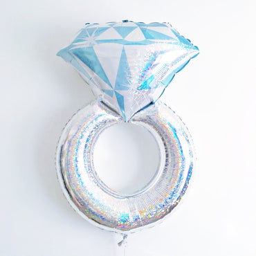 Jumbo 37" Holographic Wedding Engagement Ring Mylar Foil Balloon