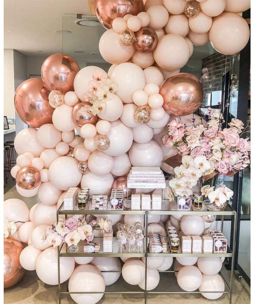 6 Count 18inch Rose Gold Round Sphere Shaped, Rose Gold, Helium Inflable