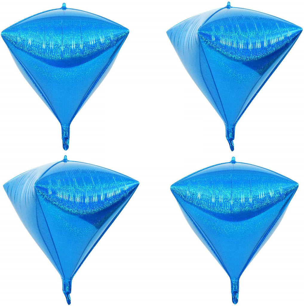 24 Inch Laser Blue Diamond Foil Mylar Balloon (4Pcs)