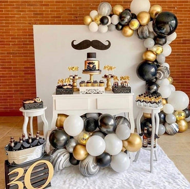 Black Gold Balloon Garland Kit Black White Gold Confetti Marble Balloons Arch Birthday Party Wedding Bridal Shower Bachelorette Party Decoration 111PCS