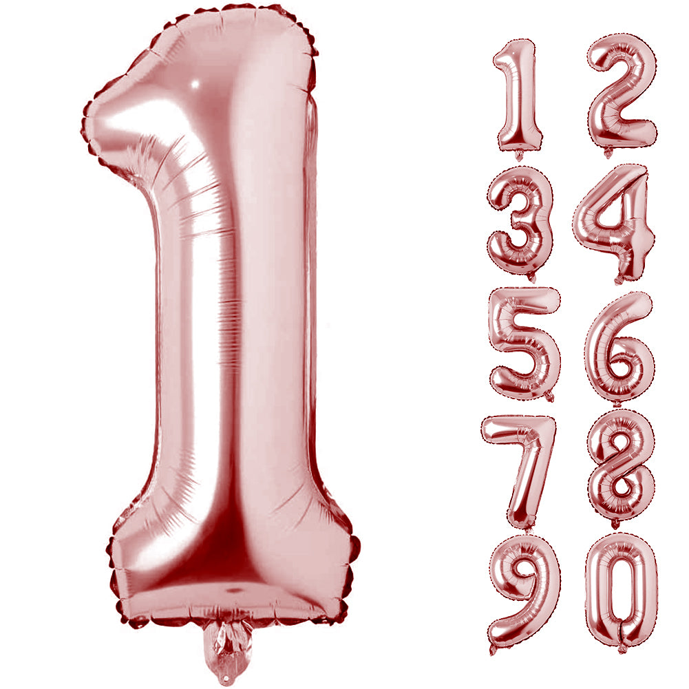 Large Number 0 Balloons, Giant Foil Helium Fillable Baloon 40 Inch Age Birthday Anniversary Party Decoration with Rose Gold (0-9)