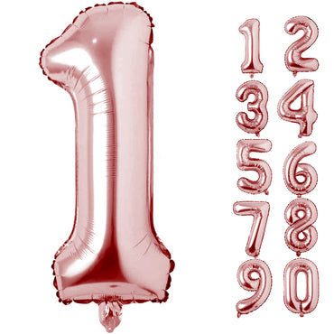 Large Number 0 Balloons, Giant Foil Helium Fillable Baloon 40 Inch Age Birthday Anniversary Party Decoration with Rose Gold (0-9)
