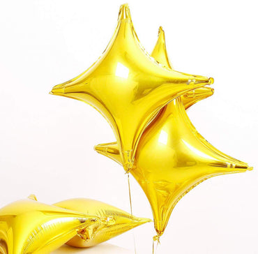 10" Star Shape Foil Mylar Balloon Gold Quadrangle Balloon - 24pcs