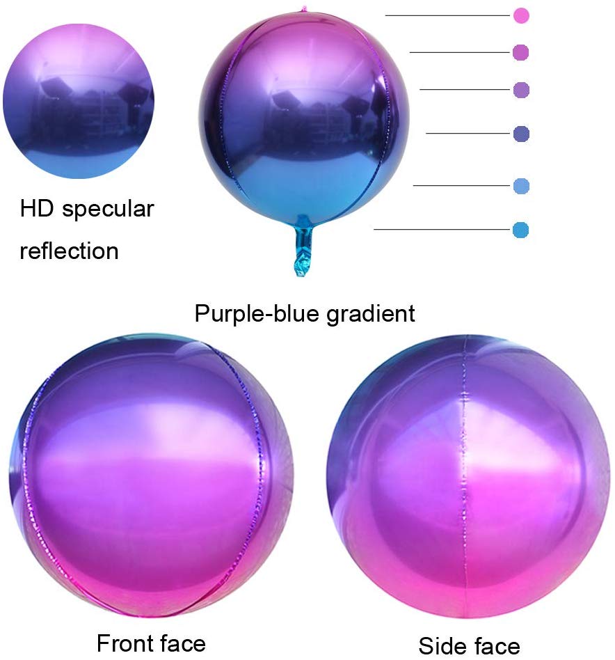 Purple and Blue Ombre 4pcs 16" Sphere Foil Balloon