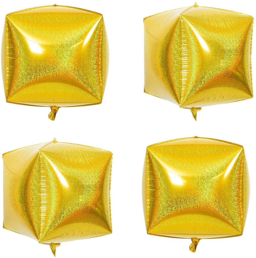 24 Inch Laser Gold Cube Foil Balloon (4 Count)