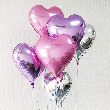 Mermaid Balloon 24pcs Heart Shape Foil Balloons Purple 18" for Birthday Party Decorations, Wedding Decor, Engagement Party, Holiday, Baby Show