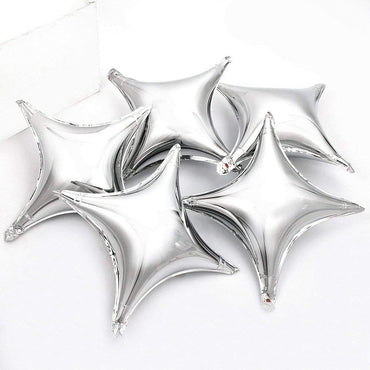 10" Star Shape Foil Mylar Balloon Silver Quadrangle Balloon - 24pcs Four Angle Star Balloons For Birthday Party & Wedding Decoration