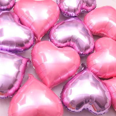 Mermaid Balloon 24pcs Heart Shape Foil Balloons Purple 18" for Birthday Party Decorations, Wedding Decor, Engagement Party, Holiday, Baby Show