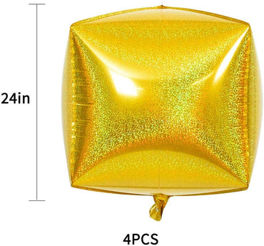 24 Inch Laser Gold Cube Foil Balloon (4 Count)