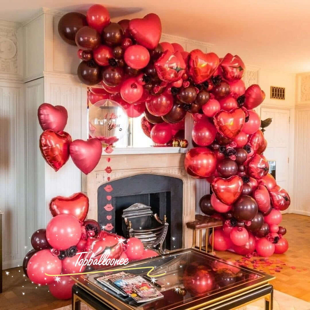 Red Heart Big Balloon Garland Kit, AluminumFilm Foil Balloon Set