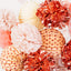 Premium Paper Decoration Set - Pom Pom, Honeycomb and Accordion Lantern (Dusty Rose Bloom with Metallic Rose Gold)