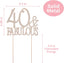 40 and Fabulous Cake Topper - Premium Rose Gold Metal Sparkly Rhinestone Decoration