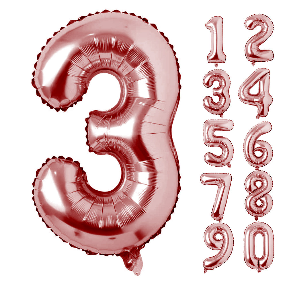 Large Number 0 Balloons, Giant Foil Helium Fillable Baloon 40 Inch Age Birthday Anniversary Party Decoration with Rose Gold (0-9)