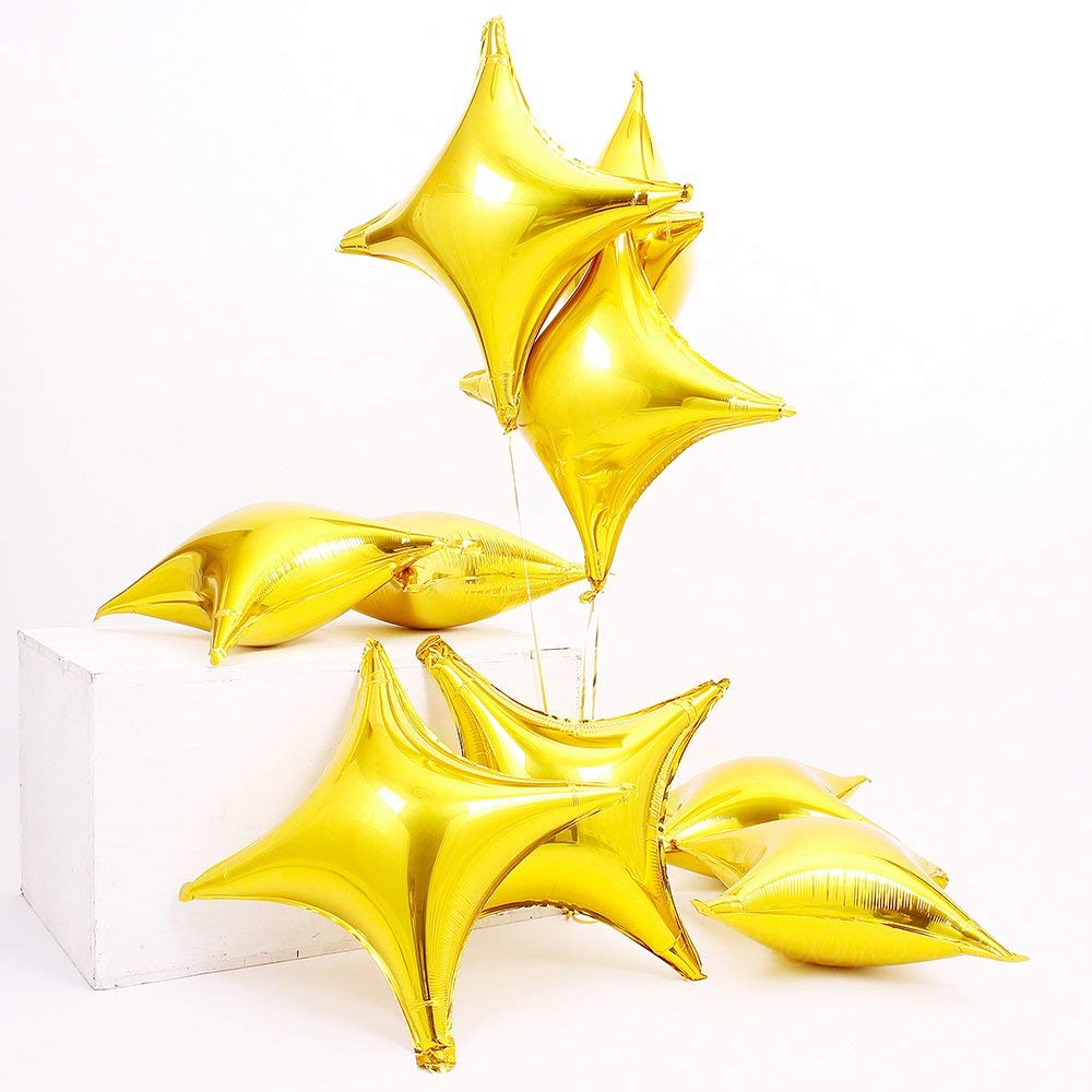10" Star Shape Foil Mylar Balloon Gold Quadrangle Balloon - 24pcs
