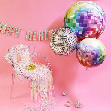 70's Disco Laser Ball Balloons Hangable 4Pcs 22inch