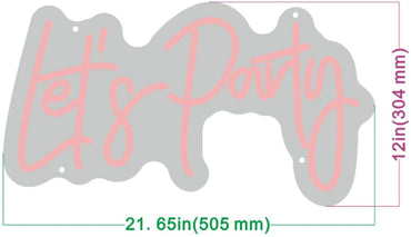 Let's Party 22x12 Inches Custom LED Neon Sign, Neon Sign LED, Neon Sign Letters,Led Neon Sign Wall Light for Home, Kids Room, Bar, Birthday Party, Christmas,Wedding Decor (Pink Let's Party)