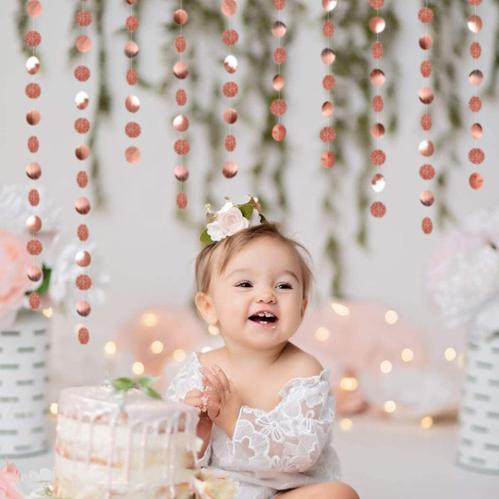 4 Pack Glittery Rose Gold Circle Dots Garland