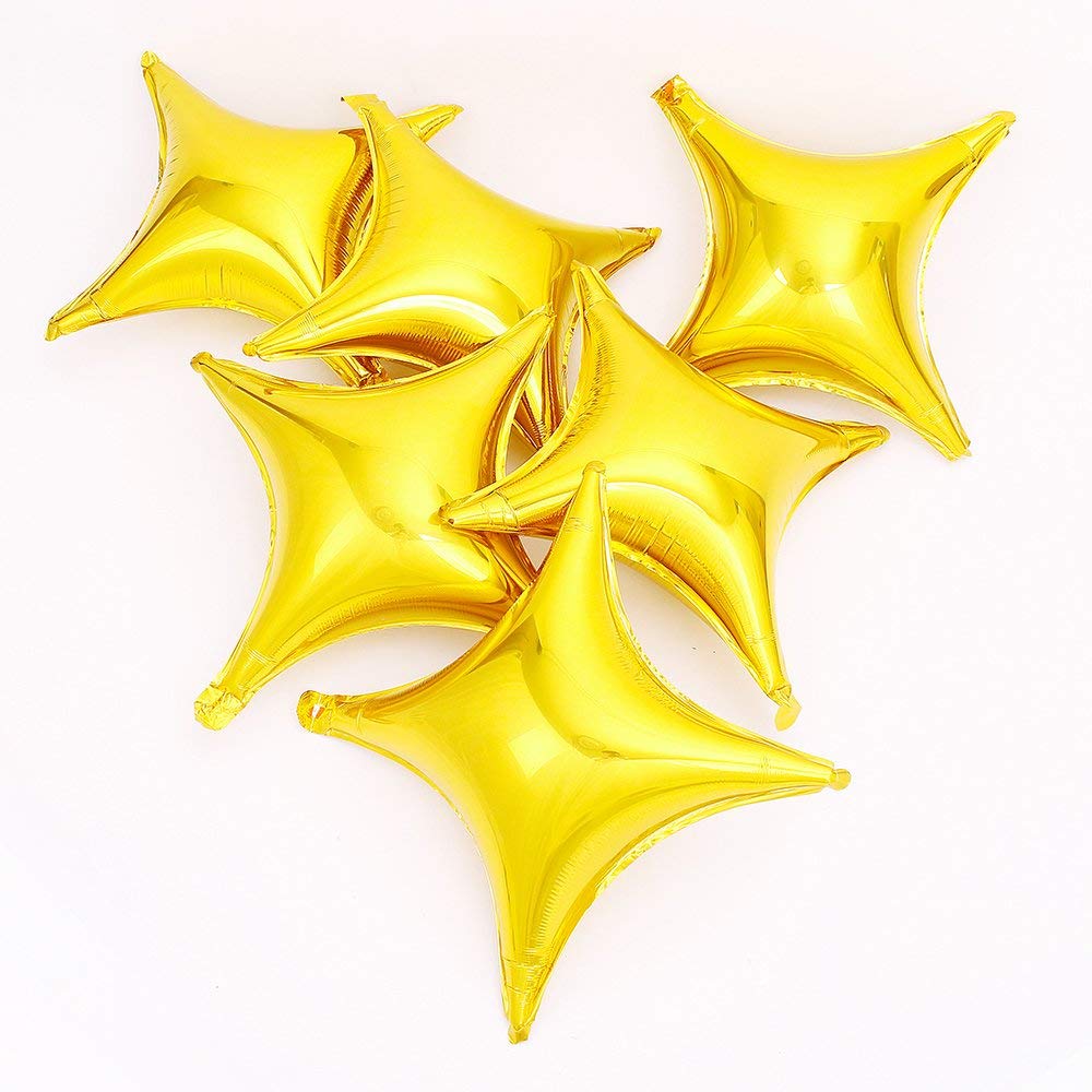 10" Star Shape Foil Mylar Balloon Gold Quadrangle Balloon - 24pcs