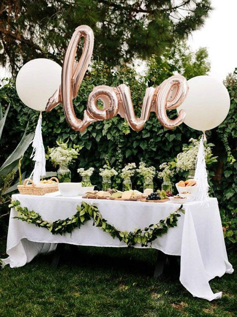 Love Balloon Banner 42.5 Inches Handwriting Letter Giant Celebration Balloon Romantic Wedding Bridal Shower Anniversary Engagement Party Decoration (Champagne-Gold)