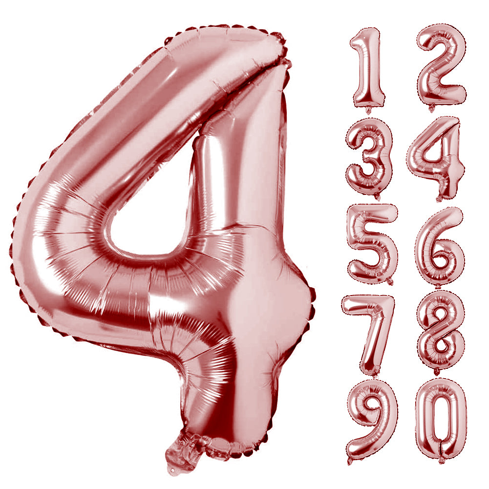 Large Number 0 Balloons, Giant Foil Helium Fillable Baloon 40 Inch Age Birthday Anniversary Party Decoration with Rose Gold (0-9)