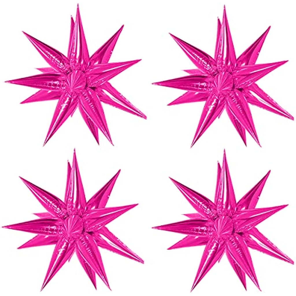 Hot Pink Star Balloons Metallic 50 Pcs Starburst Balloons Foil Spike Balloon 26 Inch