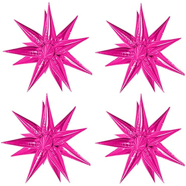 Hot Pink Star Balloons Metallic 50 Pcs Starburst Balloons Foil Spike Balloon 26 Inch