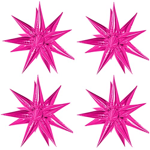 Hot Pink Star Balloons Metallic 50 Pcs Starburst Balloons Foil Spike Balloon 26 Inch